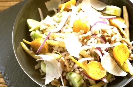 Barley-Wax Bean Salad with Golden Beets & Heirloom Cucumbers