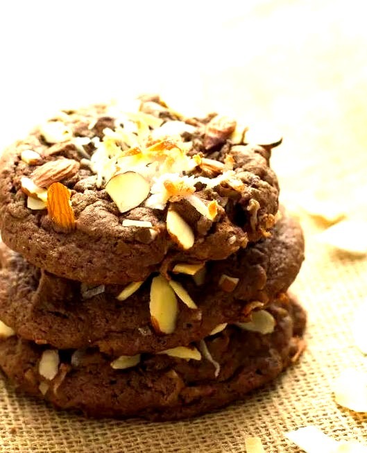 Double Chocolate Almond Joy Cookies
